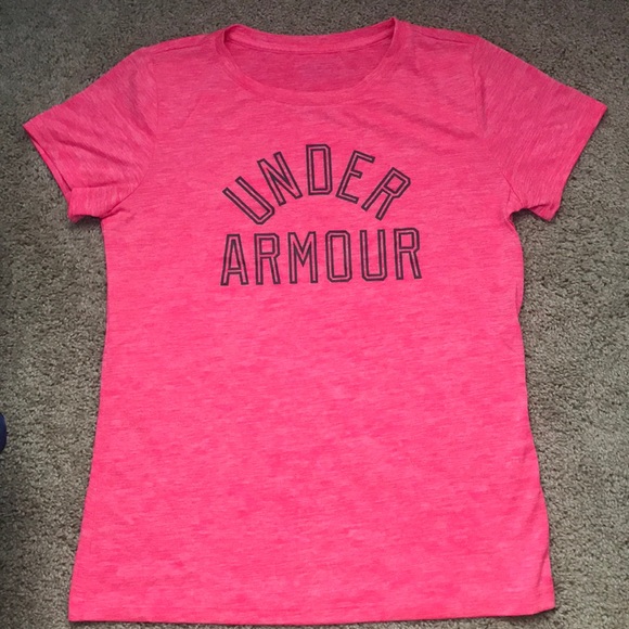 Under Armour Hot Pink Heathered Workout Top - Picture 1 of 3